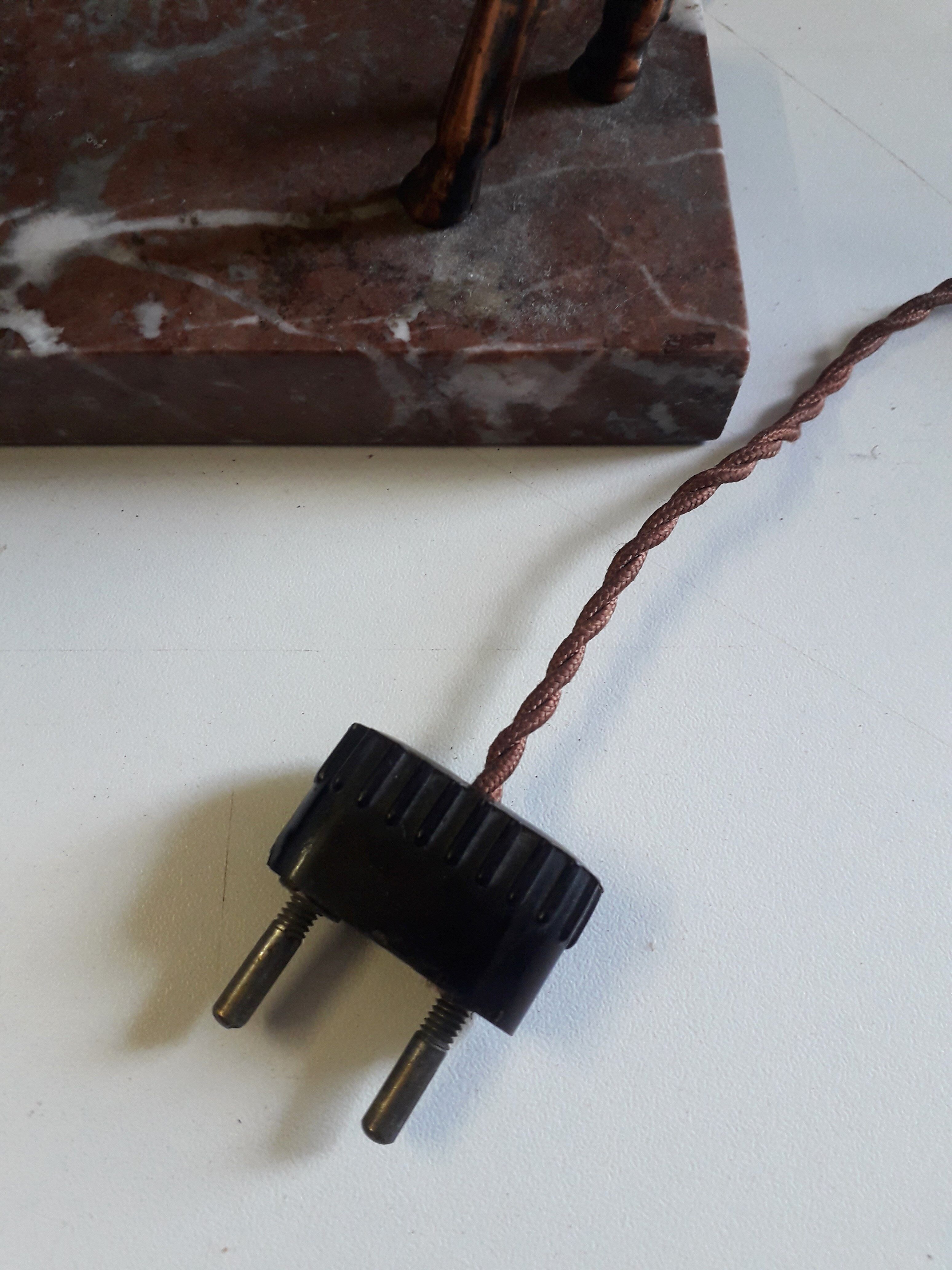 Art Deco table lamp - Copper antelope on marble - 1940