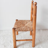 Vintage children's chair in wood and straw