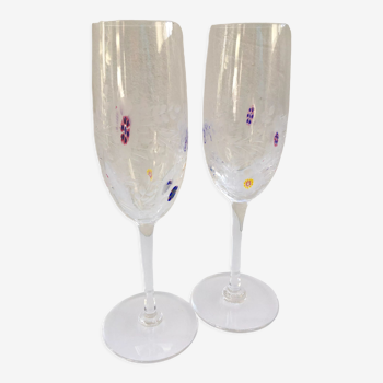 Duo of champagne flutes Cristal Saint-Louis