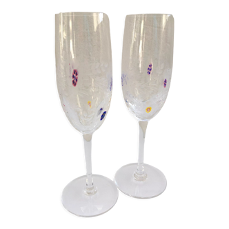 Duo of champagne flutes Cristal Saint-Louis