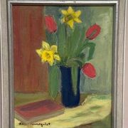 Swedish Oil on Panel “Spring Bouquet” by K Lundquist, Vintage & Framed 40×48cm