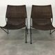 Pair of rattan and steel wire armchairs by frederick weinberg