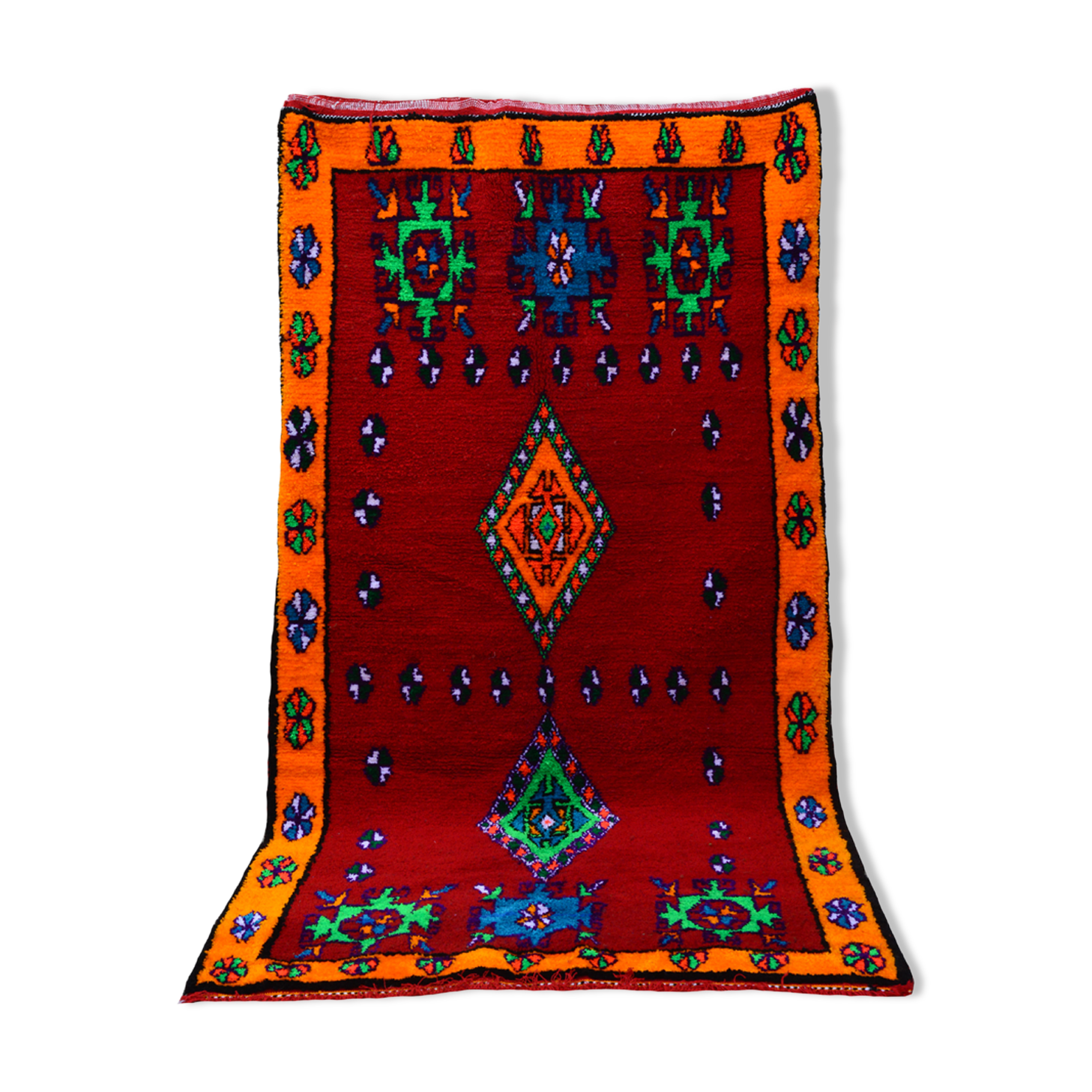 Tapis berbère marocain rouge 278 x 146cm