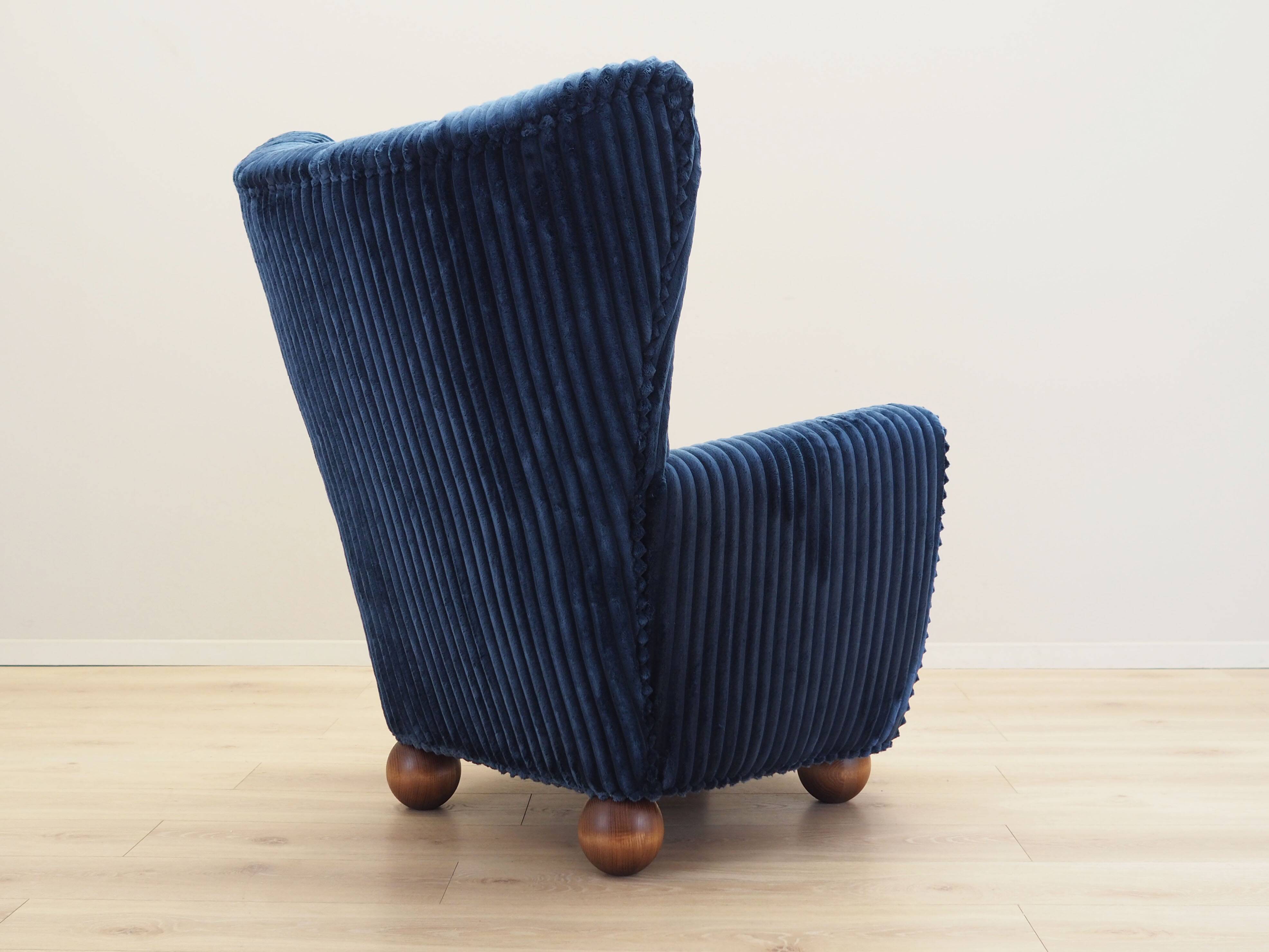 Navy blue armchair, Scandinavian design, production: Denmark
