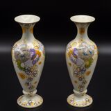 Pair of hand-painted ceramic vases in Dutch Art Nouveau Gouda PZH, 'Violetta', 1899