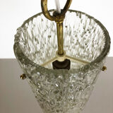 Hollywood Regency Ice Glass Hanging Light, J. T. Kalmar Lights, Austria, 1950s