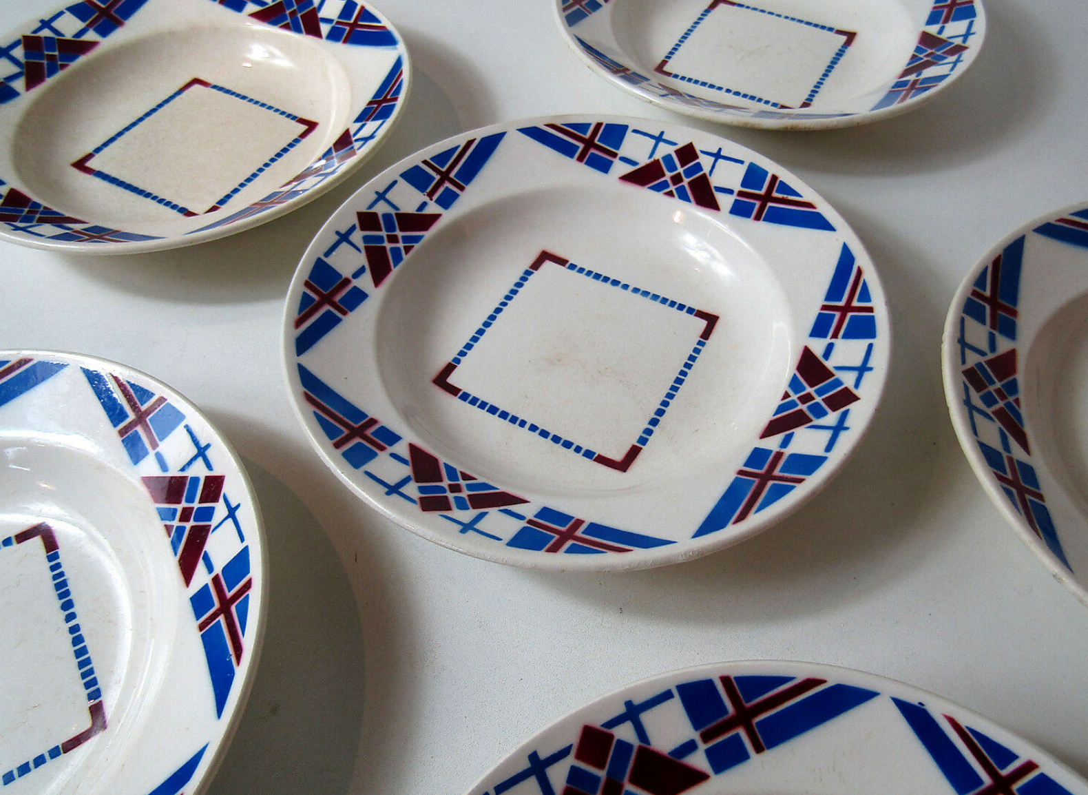 Set of 6 old luneville ceramic hollow plates