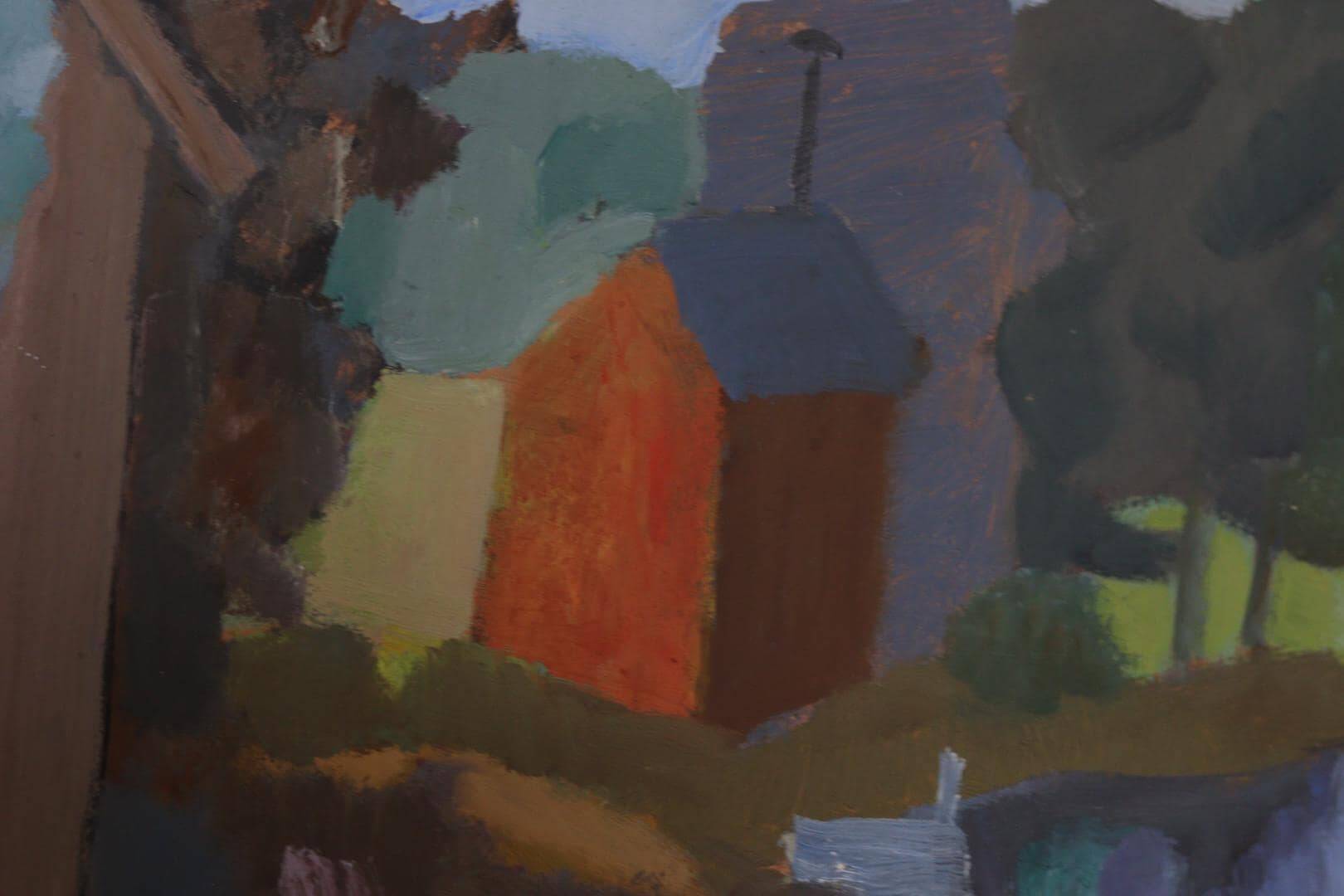 Original Swedish Oil on Panel – “House and Stream” by Pelle Nilsson, Dated