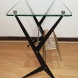Glass and brass side table Angelo Ostuni for Frangi Milano 1950