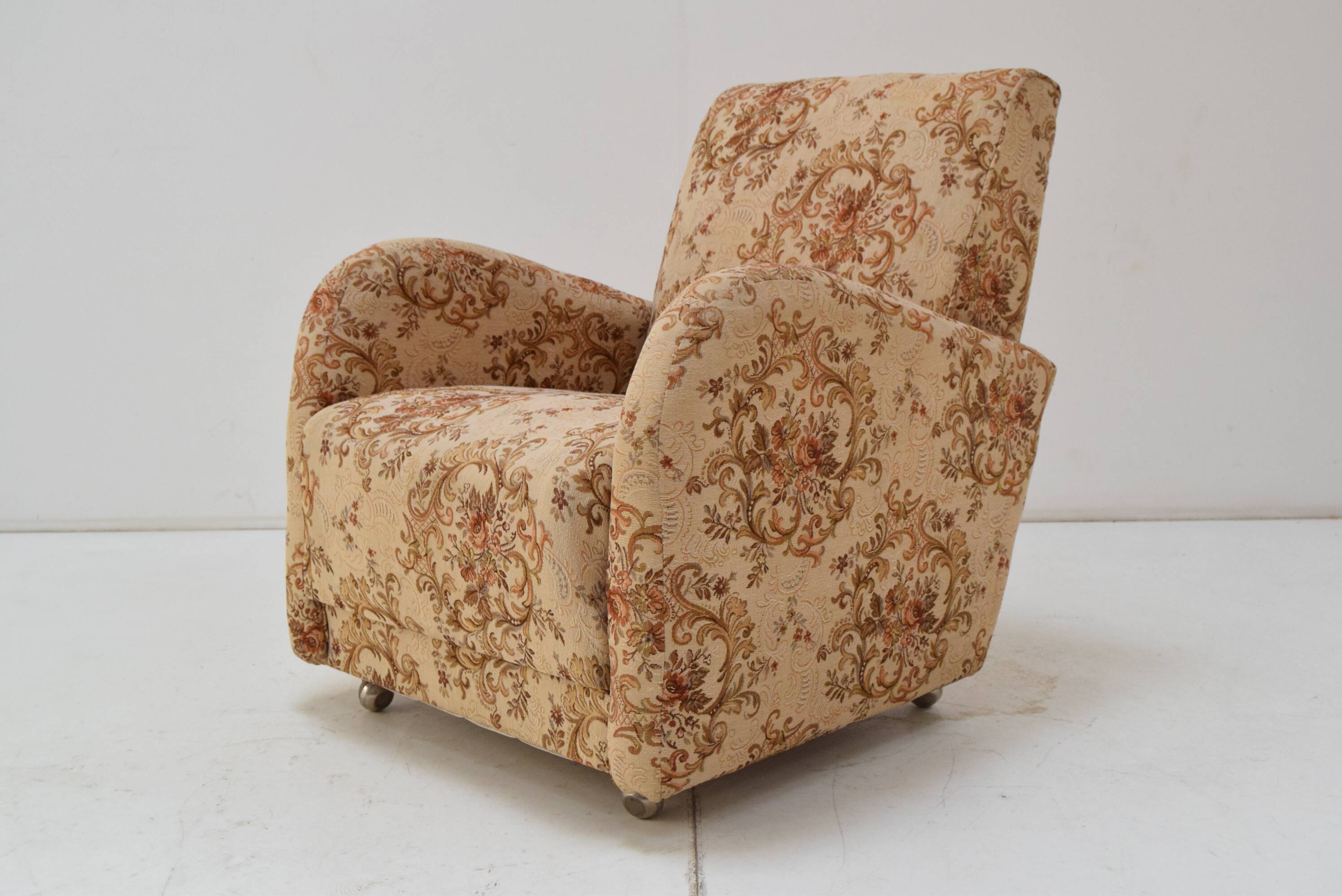Vintage designed armchair with wheels, Czechoslovakia, 1950s.