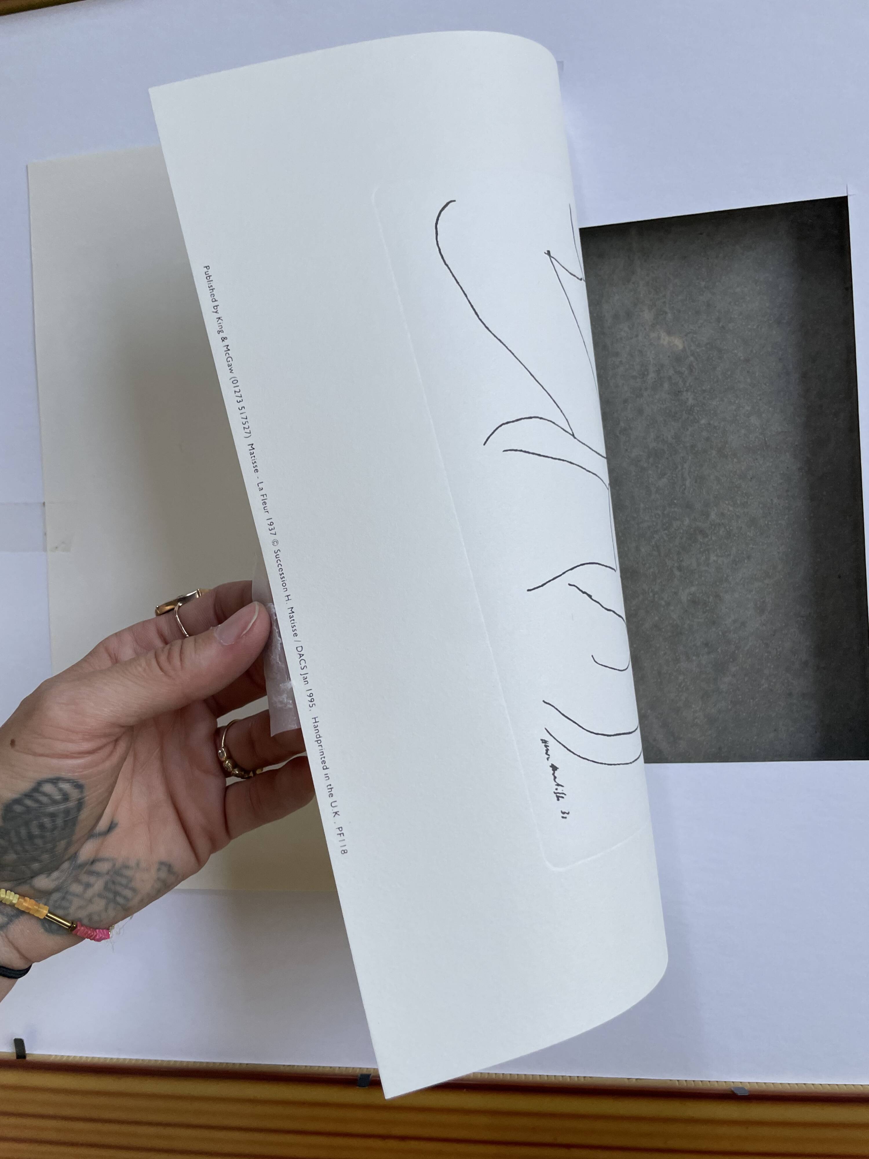 Henri Matisse vellum screenprint framed by King McGraw