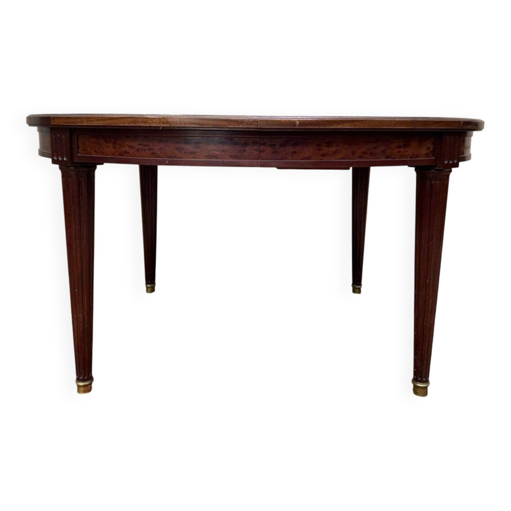 Extendable oval table in Louis XVI style – Mottled mahogany – 19th century