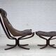 1970s, Norwegian design by Sigurd Ressel, chair "Falcon" with footstool.