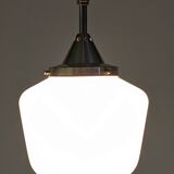 Suspension XL Art déco en opaline blanche, France vers 1920