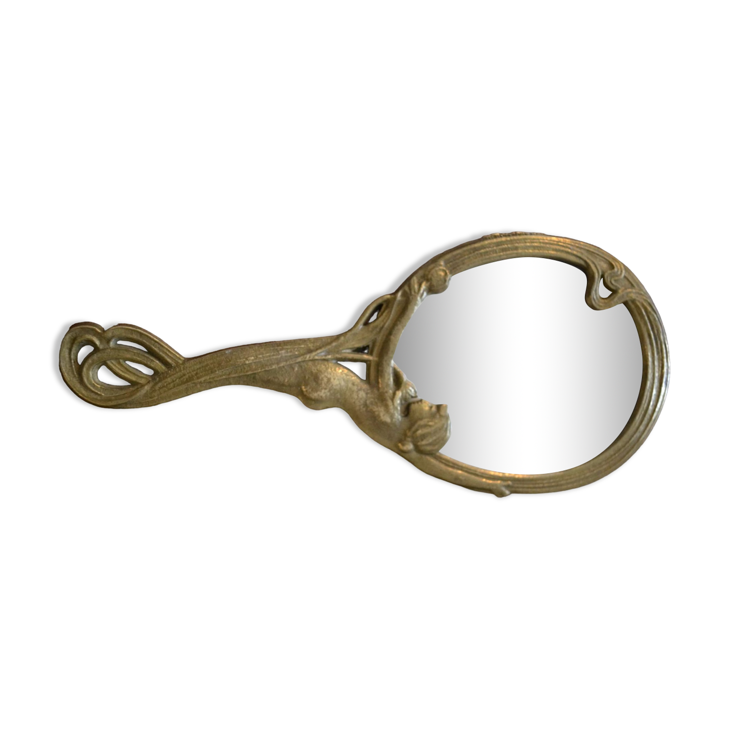 Brass hand "nymph" mirror