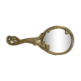 Miroir "nymphe" à main en laiton