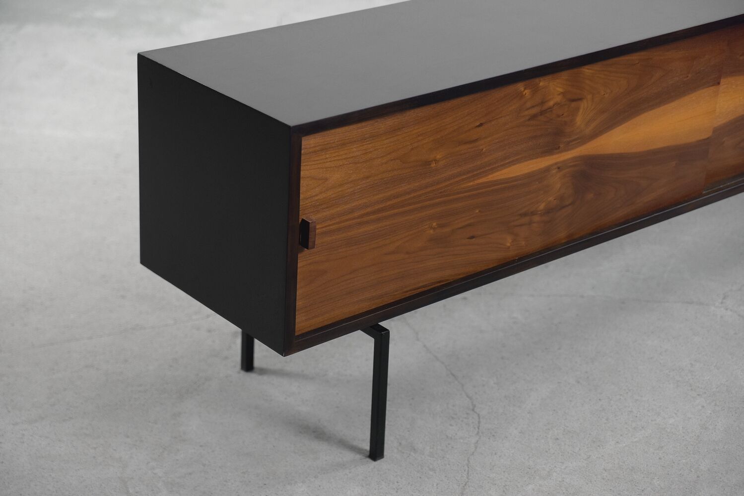 Dutch walnut sideboard with metal legs, 1960s