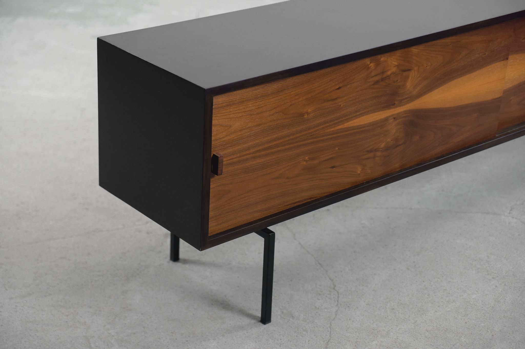 Dutch walnut sideboard with metal legs, 1960s