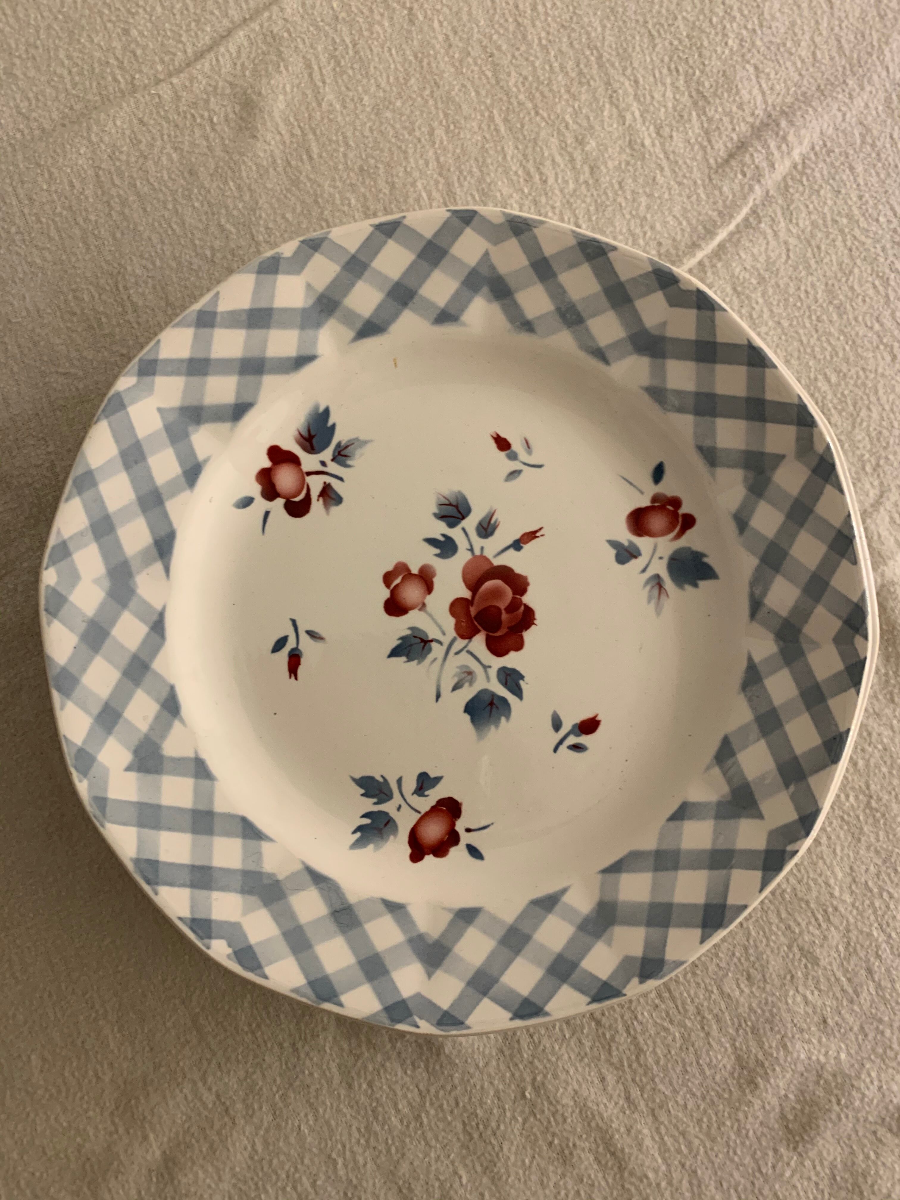 6 dessert plates made of old earthenware Digoin Sarreguemines model Bastia art deco