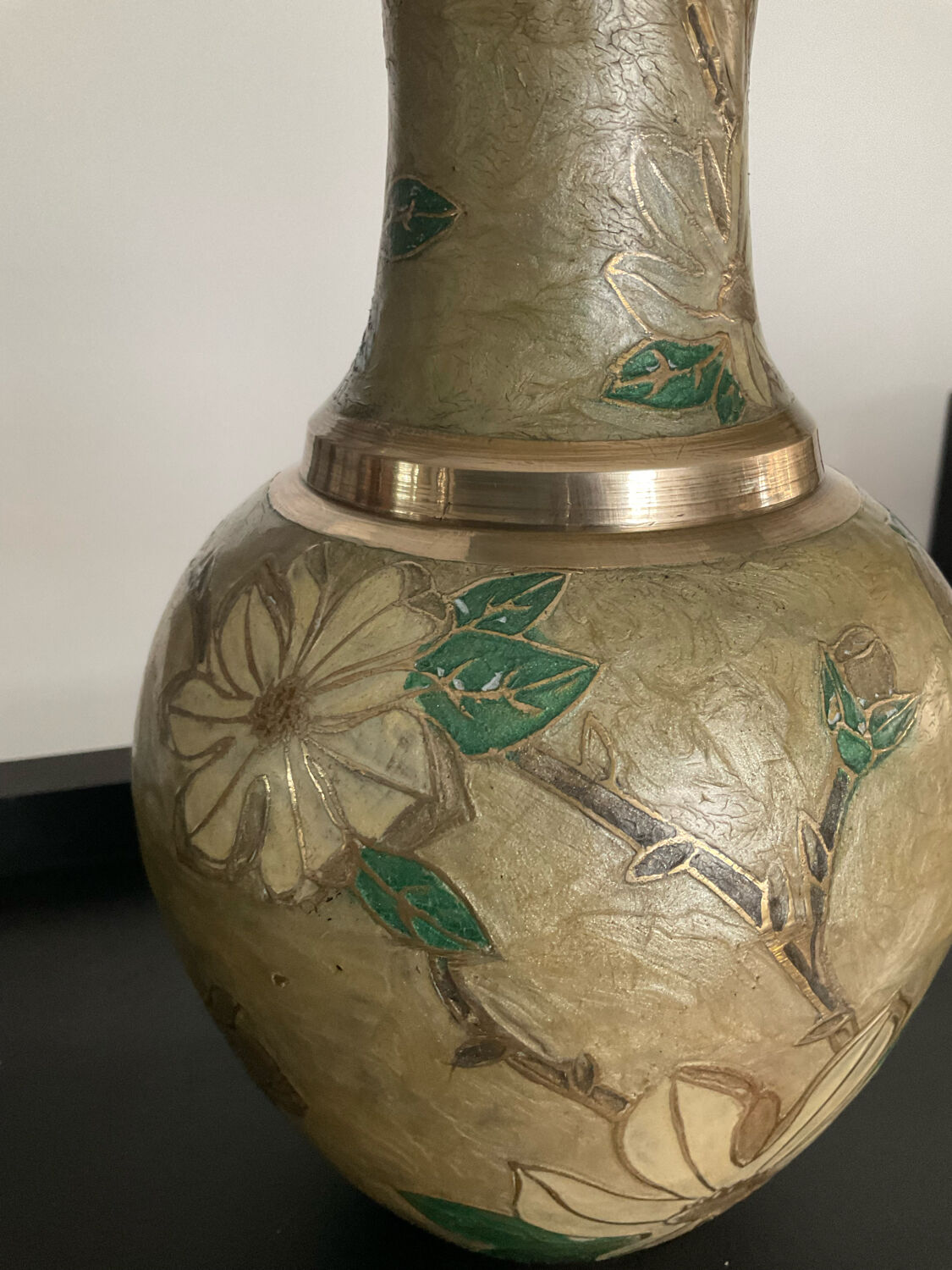 Vintage vase in solid bronze and cloisonné enamel