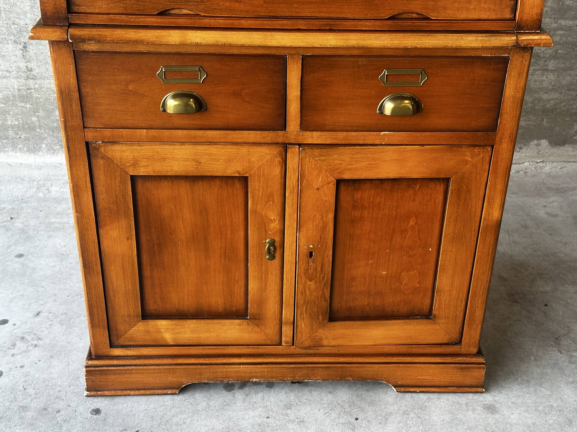 Secrétaire à rideau en merisier – Petit bureau de rangement, seconde m