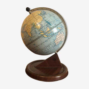 Mappemonde globe terrestre en tôle vintage d’origine anglaise