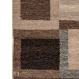 Scandinavian post modern flat weave rug by Curt Fors, signed.