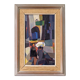 Mid-century modern swedish "streets of portugal" street scene oil painting, framed