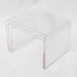 3 Nesting tables signed David Lange transparent plexiglass coffee tables design 70