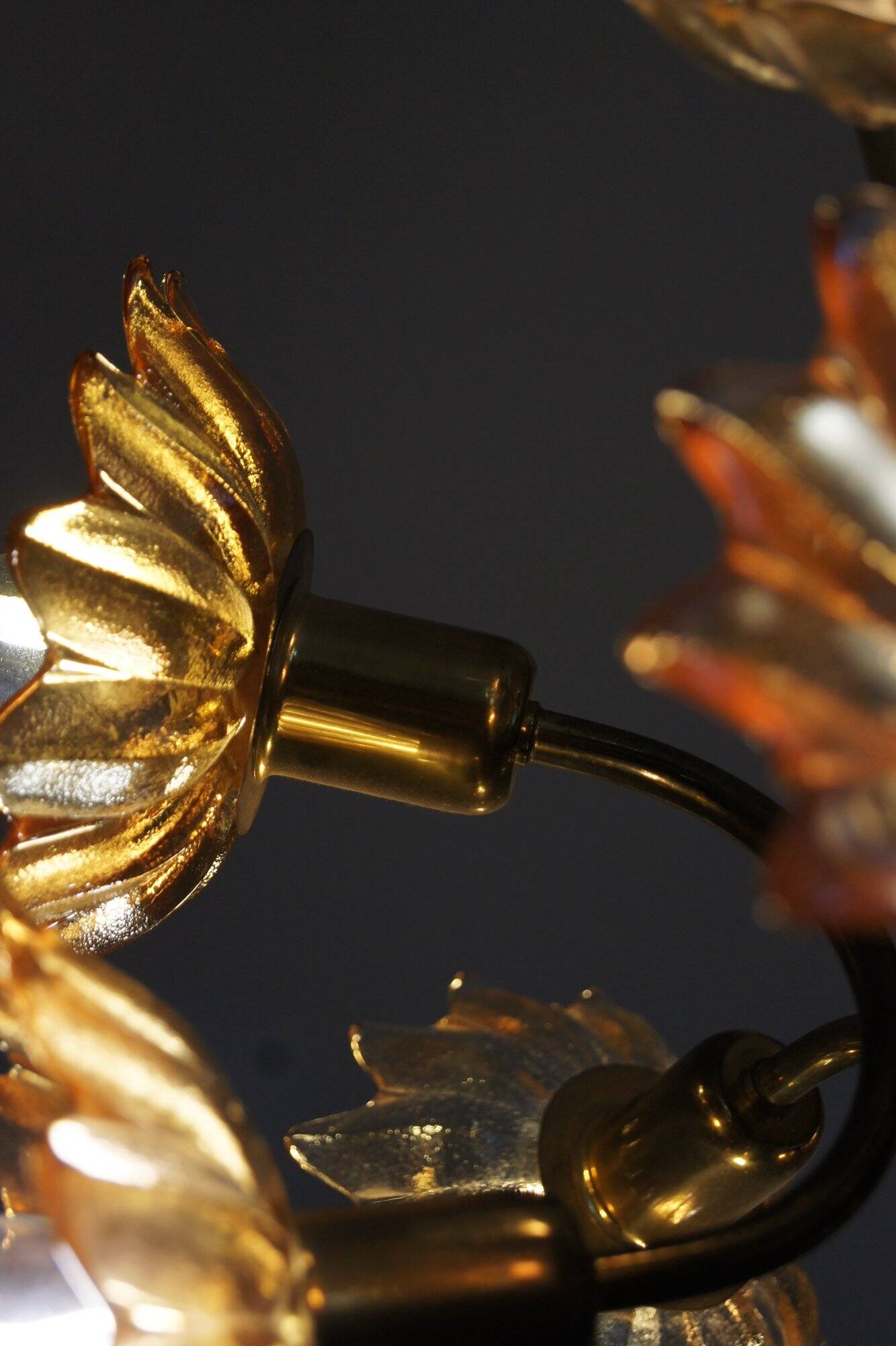 Plafonnier Mid-Century en Laiton et Verre de Sische Leuchten