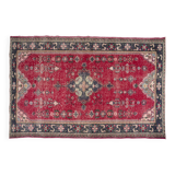 Red Geometric Oushak Handknotted Rug