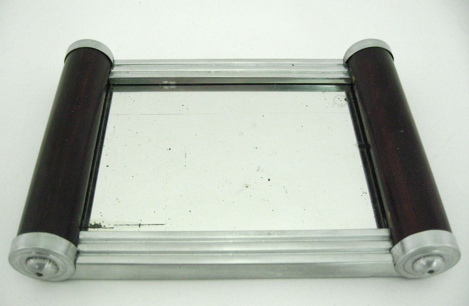 Glass cookie box and mirror tray - Art Deco style - vintage 30s