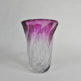 Vase lourd Val Saint Lambert, modèle Torsade, années 1950