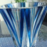 Large blue crystal vase
