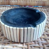 Ethnic ashtray wood and bone