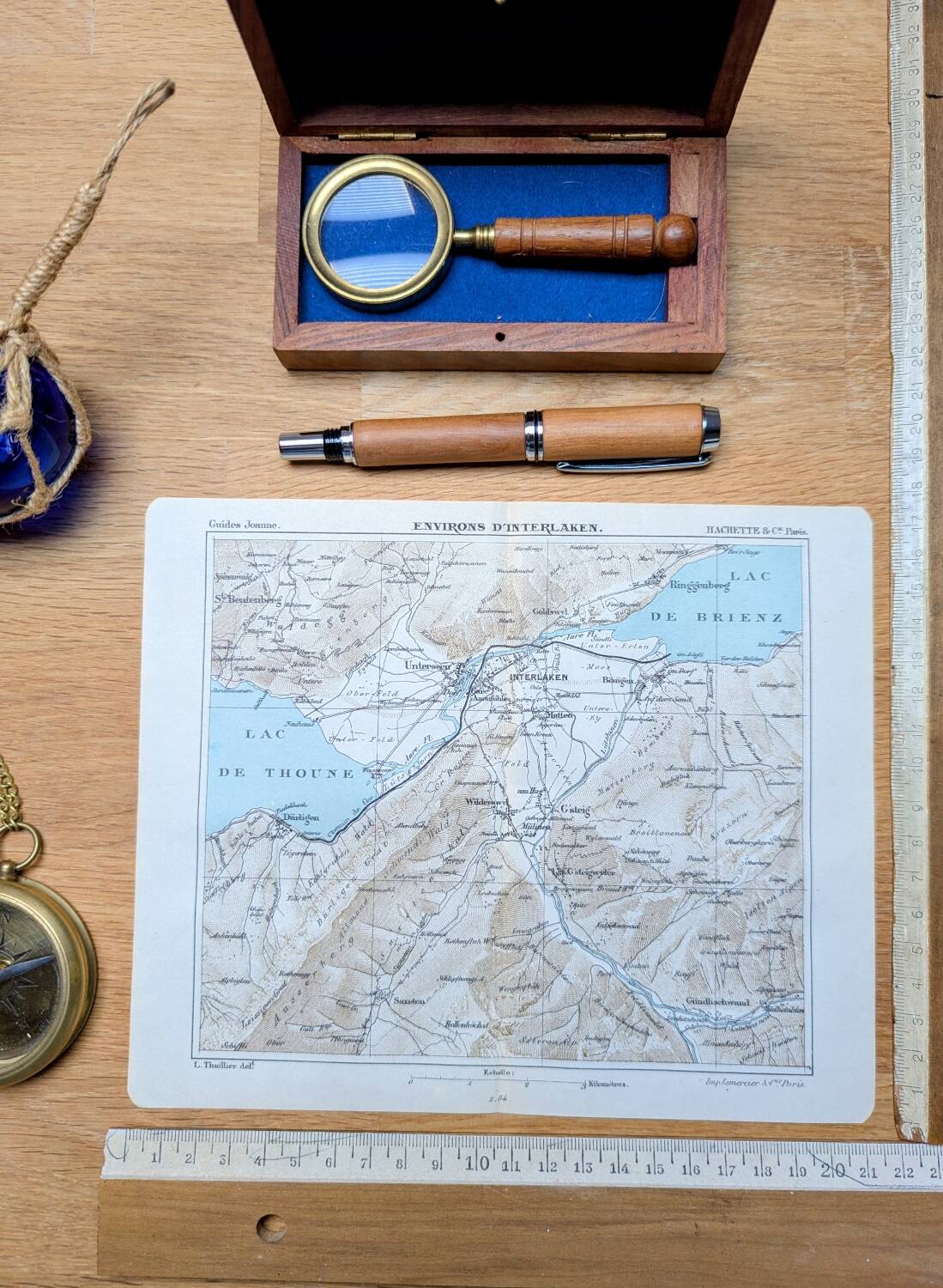 Printed in 1844, the surroundings of Interlaken, Switzerland.