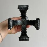 Black forged metal candle holder