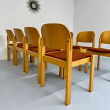 Lot of 8 old Scandinavian design wooden chairs from the 80s vintage
