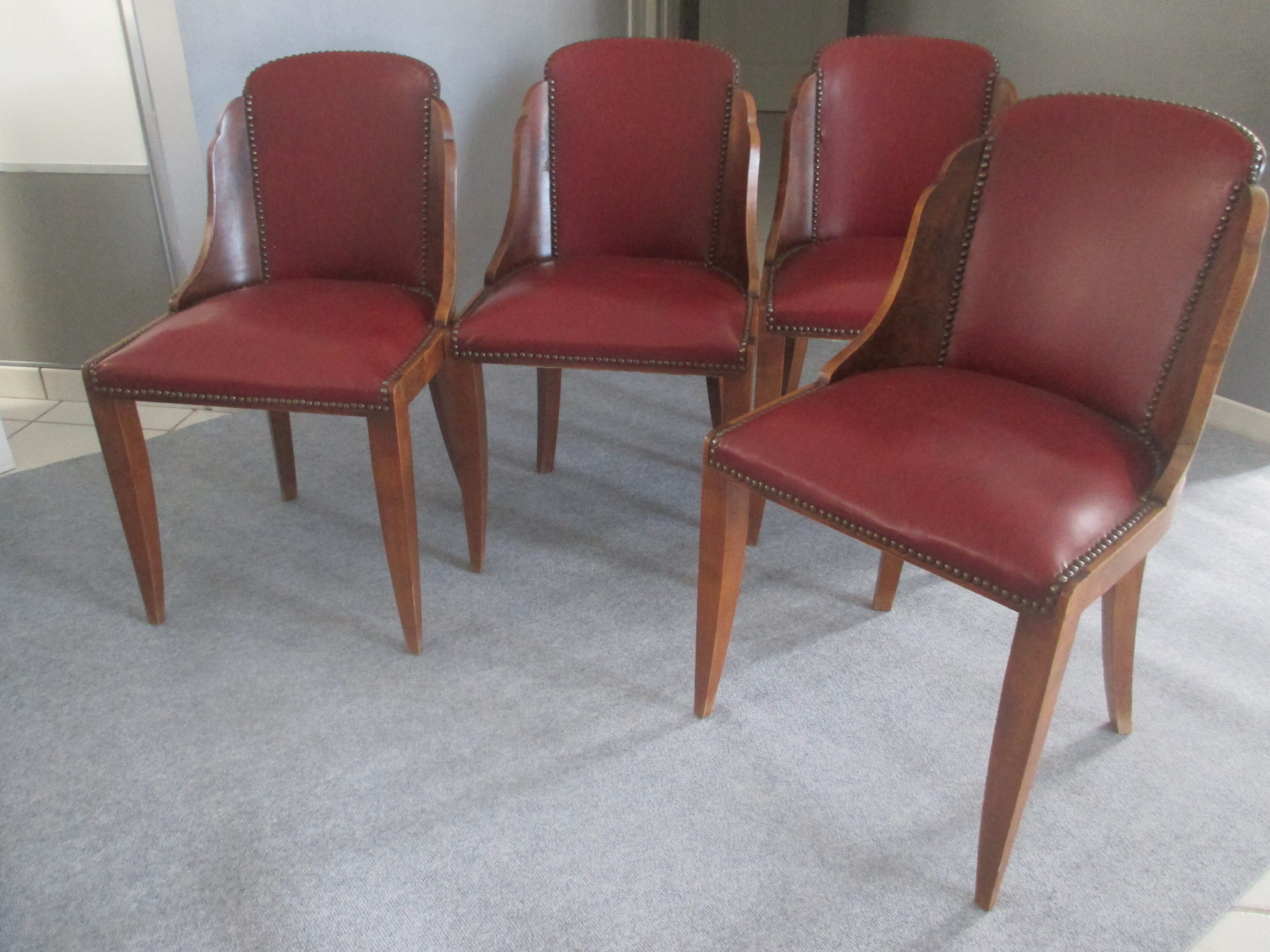 Suite 4 chaises gondole art déco 1950