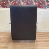 Steel and leather designer armchair from the 1970s