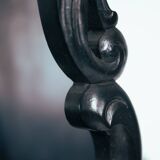 Arts crafts parlour glass display cabinet black ebonised chippendale england