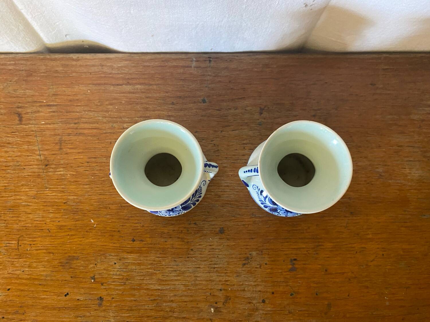 Pair of Antique DELFT White Porcelain Vases with Blue Decor Vintage