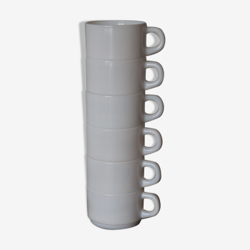 Set of 6 cups bistro in white glass Arcopal