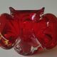 Murano Ashtray/Tray. Organic floral shape. Ruby red, 14cm.