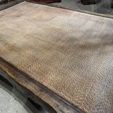 Lit brutaliste en bois exotique vers 1970