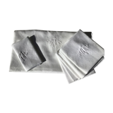 GR embroidered rectangle tablecloth with 7 matching damask towels