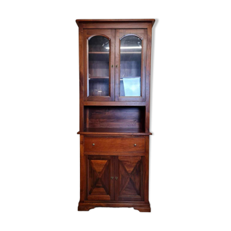 Vintage Louis Philippe style ceremonial bookcase in walnut