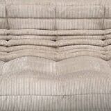 French Togo 3-seater sofa in beige corduroy attributed to Michel Ducaroy for Ligne Roset, 1970s