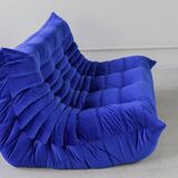 Togo living room set in blue velvet by Michel Ducaroy for Ligne Roset, 1979, set of 5