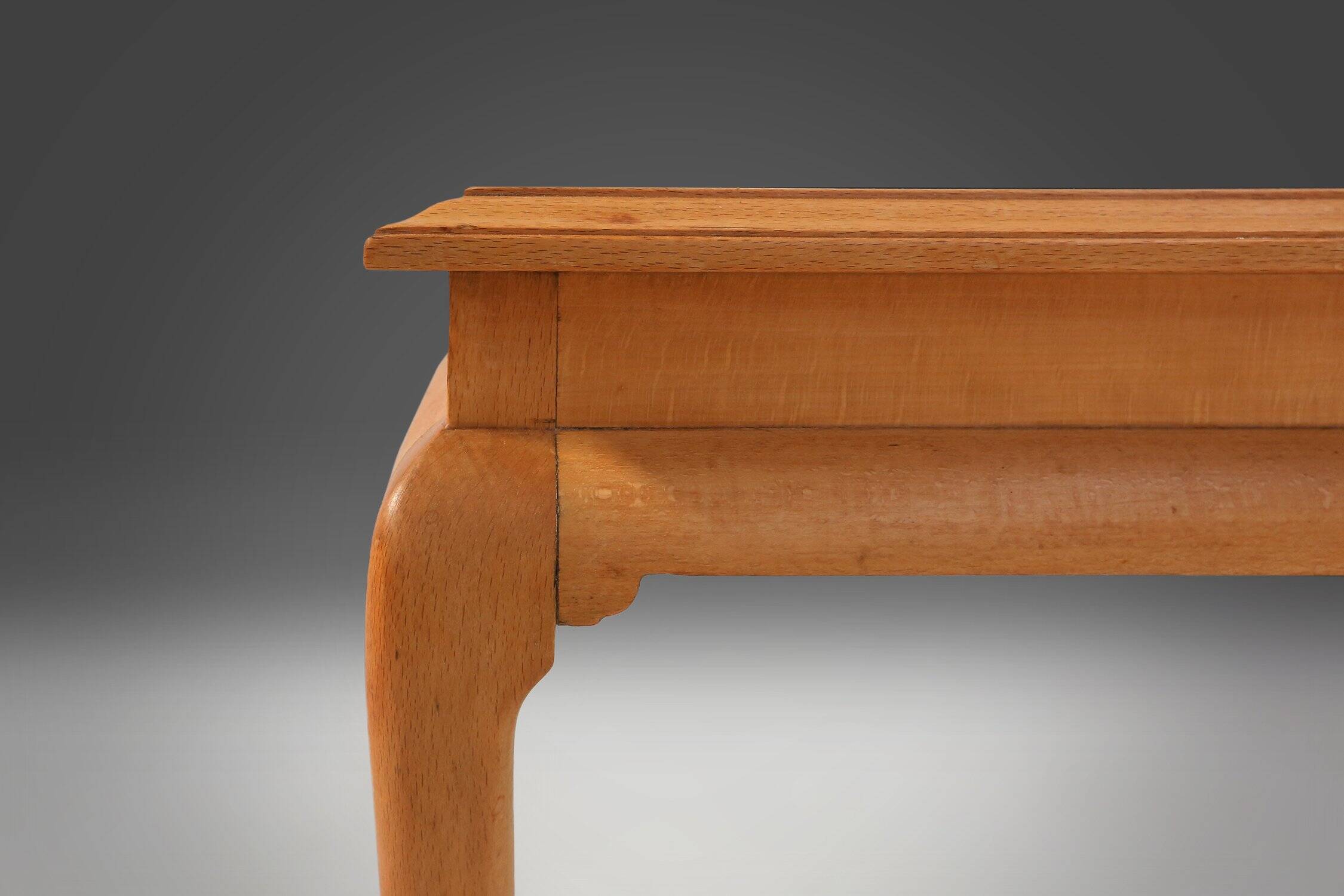 Side Table in Beech with Lace Inlay and Glass Top, France 1950s